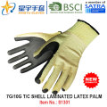 7g/10g T/C Shell Laminated Latex Palm Safety Work Glove (S1301) with CE, En388, En420 for Construction Use Gloves